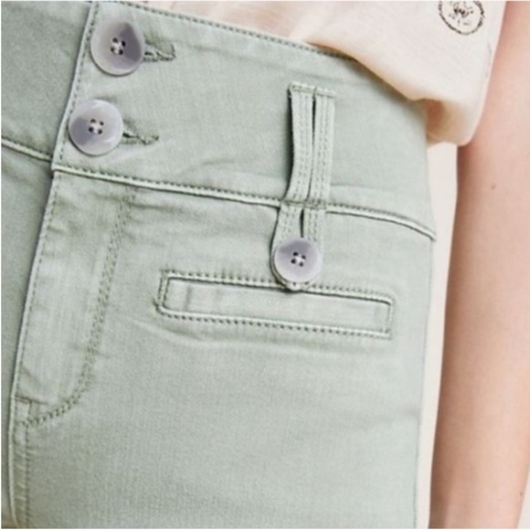 Anthropologie Pilcro High Rise Flare Sage Green Cropped Pants - Picture 2 of 11